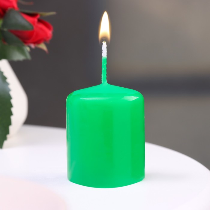 Свеча - цилиндр, 4х5см, 7 ч, 47 г, зеленая свеча цилиндр 4х5см 7 ч 47 г бордовая