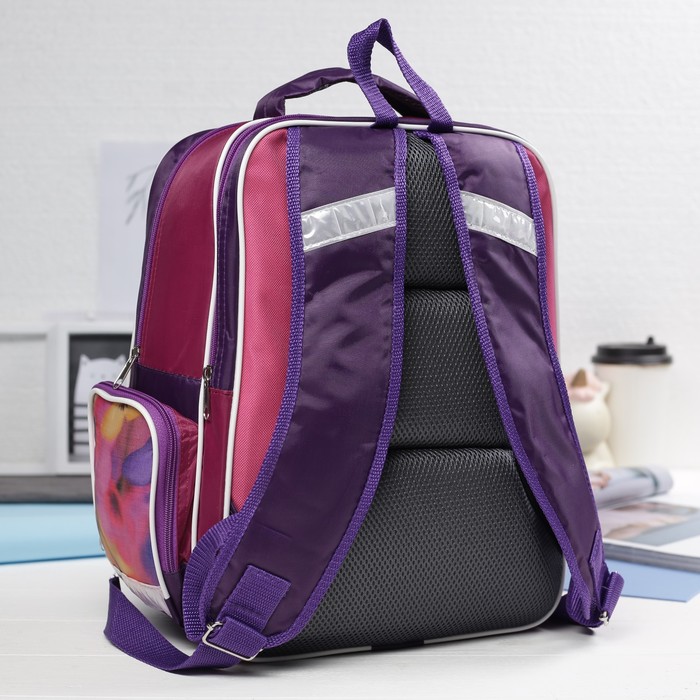 Рюкзак школьный "Фея", отдел на молнии, 3 наружных кармана, светоотражающий