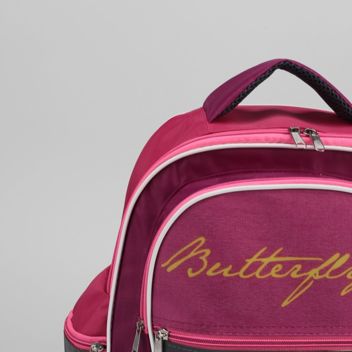 Рюкзак школьный "Бабочки", отдел на молнии, 3 наружных кармана