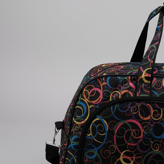 Сумка дорожная, 1 отдел, 2 наружных кармана, длинный ремень, цвет чёрный