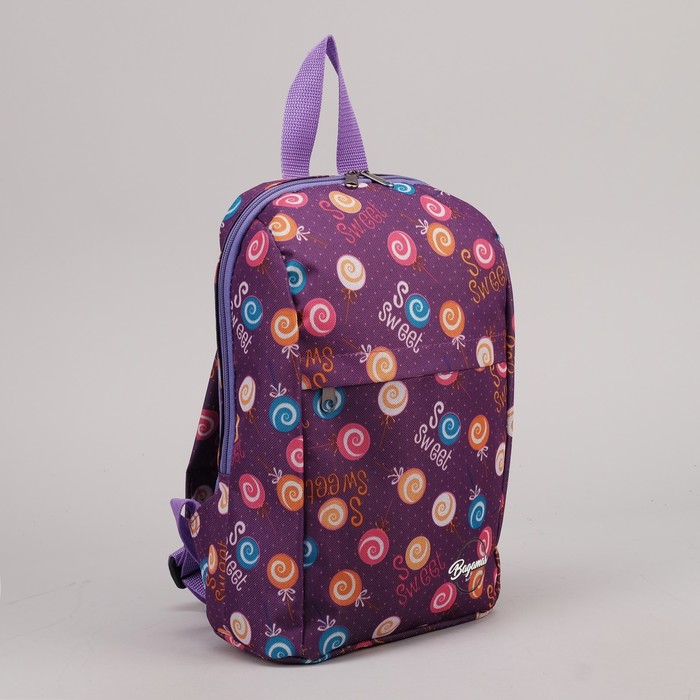 Рюкзак детский "Сладости", отдел на молнии, 2 наружных кармана, цвет сиреневый