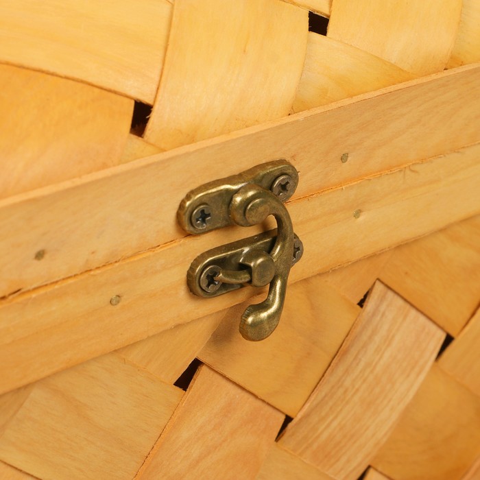 Сундук «Плетёнка», с ручкой, натуральный, 27×18×18/26 см, шпон