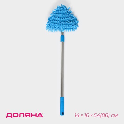 Окномойка с телескопической металлической ручкой Доляна, 13×13×55(92) см, поворотная головка, микрофибра, цвет МИКС