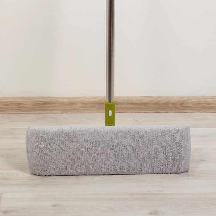 Швабра плоская, телескопическая стальная ручка, микрофибра 38х13х77(124) см