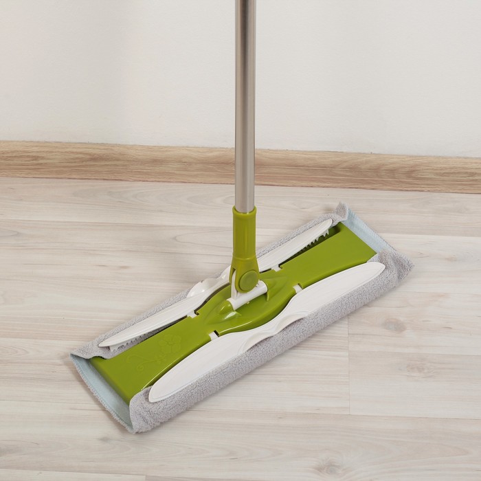 Швабра плоская, телескопическая стальная ручка, микрофибра 38х13х77(124) см