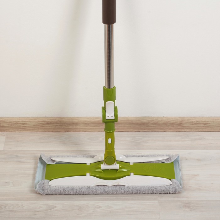 Швабра плоская, телескопическая стальная ручка, микрофибра 38х13х77(124) см