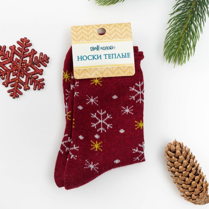 Носки "Снежинка" (вид 2) размер 36-39, 10% ш.крол., 40% ш.овеч., 50% акрил