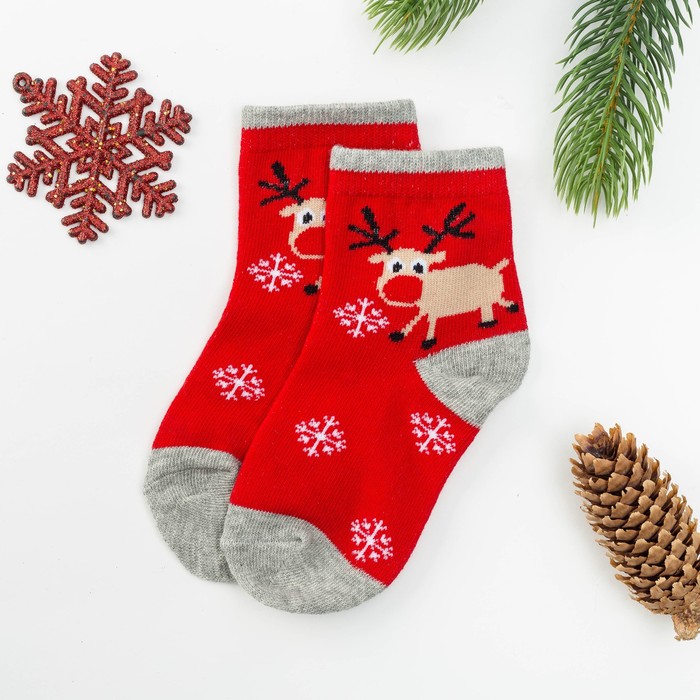 Носки детские "Collorista" Оленёнок 1-3 г (13-15 см), махра, 80% хл., 17 п/э, 3% эл.