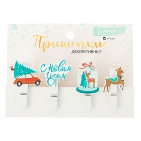 Прищепки новогодние в наборе «Время сказок и волшебства», 11 × 11 см Ош