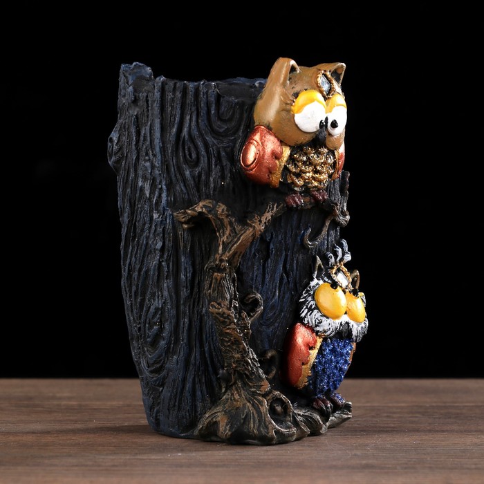 Сувенир полистоун карандашница "Смешные совята" МИКС 13х8х8 см