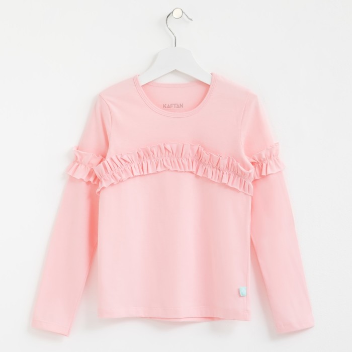 Футболка с дл.рукавом, розовая, р-р 30 (98-104см) 3-4г., 100% хлопок