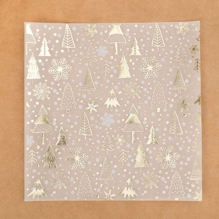 Калька декоративная c фольгированием «Ёлочки», 15,5 х 15,5 см,