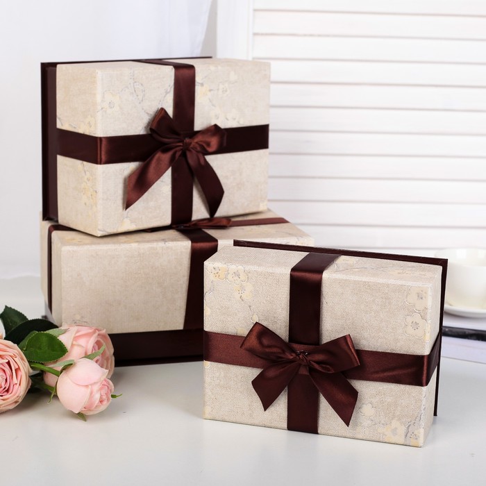 Набор коробок 3в1, шоколадный, 25 х 18 х 12 - 19 х 14 х 8 см