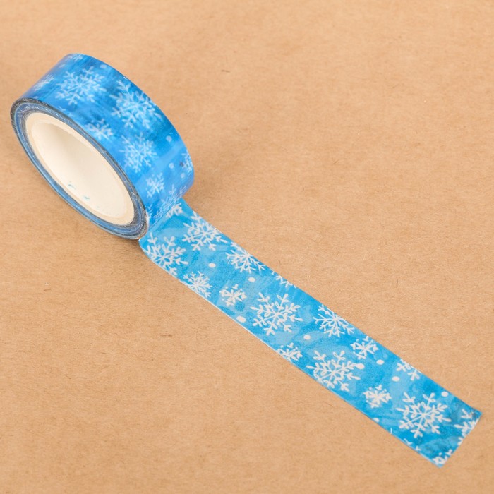 Клейкая лента декоративная «Снежинки», 1,5 см × 10 м