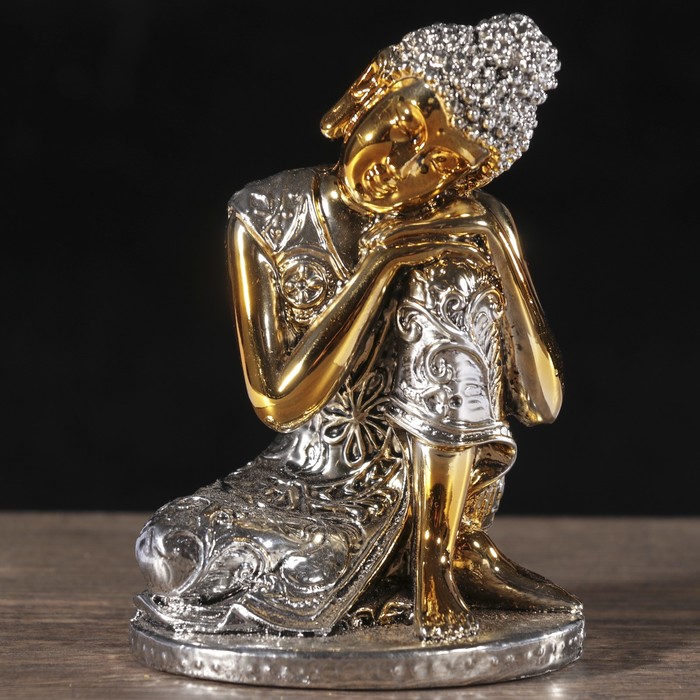 Нэцке полистоун бронза "Задумчивый будда" 11,8х7,7х6,2 см