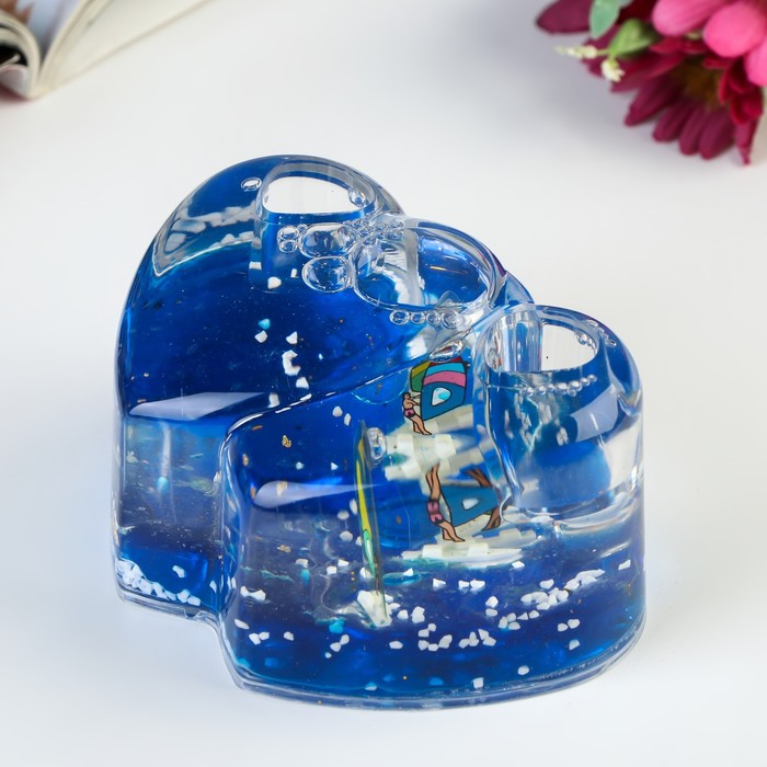 Сувенир настольный подставка для ручек "Двойное сердце" МИКС 5х9,5х6,5 см