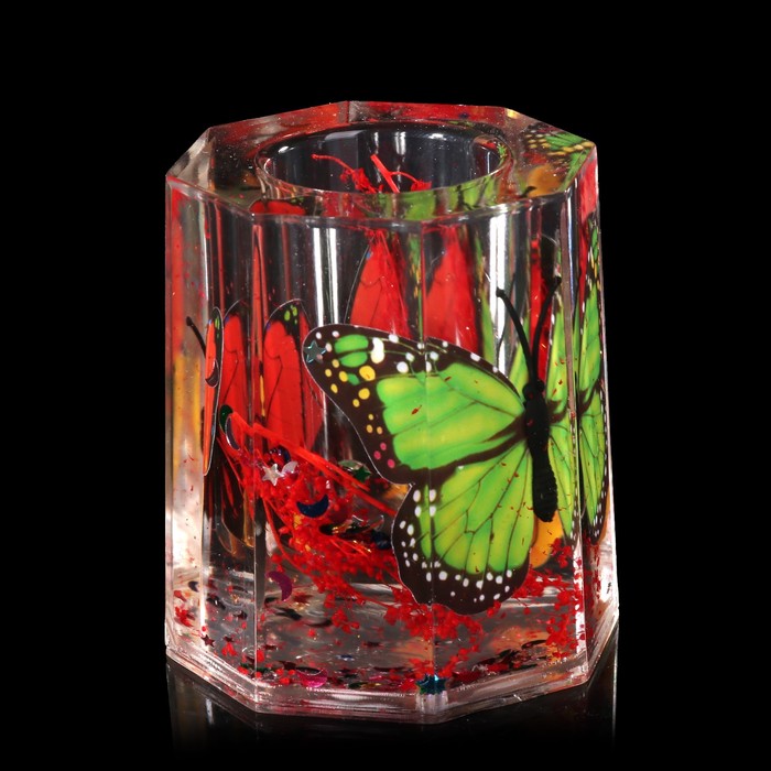 Сувенир настольный карандашница "Бабочки и сухоцветы" МИКС 8х7,3х7,3 см