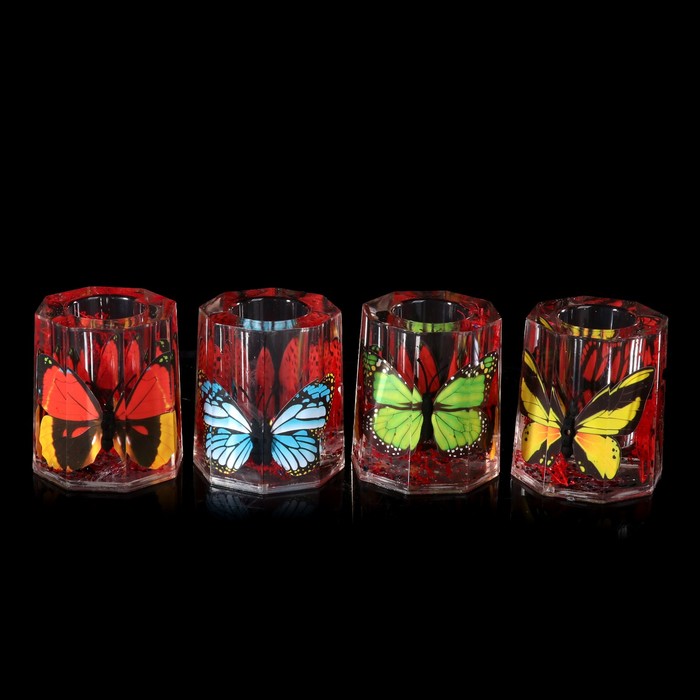 Сувенир настольный карандашница "Бабочки и сухоцветы" МИКС 8х7,3х7,3 см