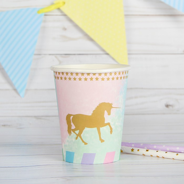 Стакан бумажный "Единорог и звёзды" (набор 6 шт)