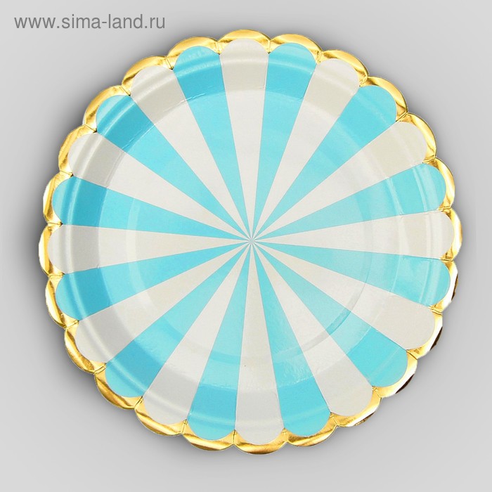 фото Тарелка бумажная «полоска», набор 6 шт., цвет голубой и белый страна карнавалия