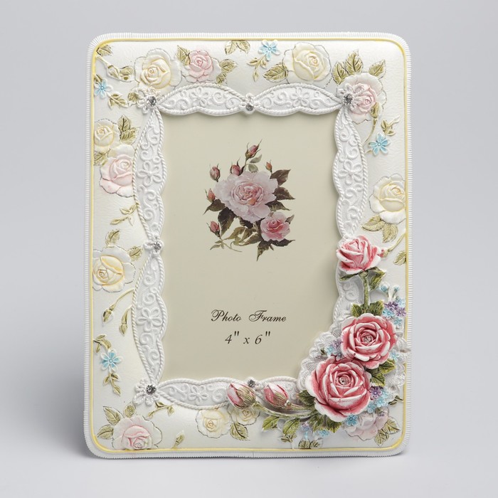 Фоторамка полистоун 10х15 см "Розарий" стразы 20,5х16 см