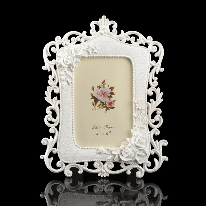 Фоторамка полистоун 10х15 см "Белые розы" 23,5х17,5 см