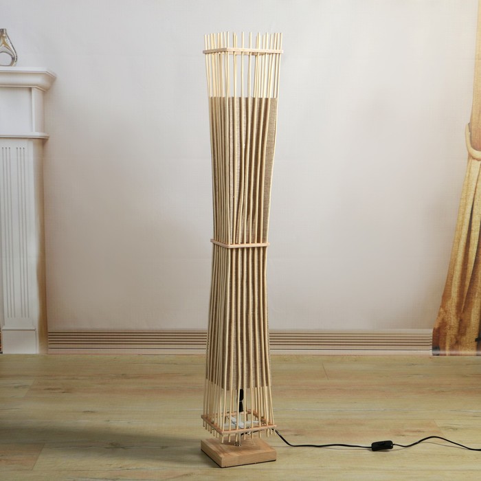 Торшер "Азия" 2х40Вт Е27 светлое дерево 17х5х17,5х120см