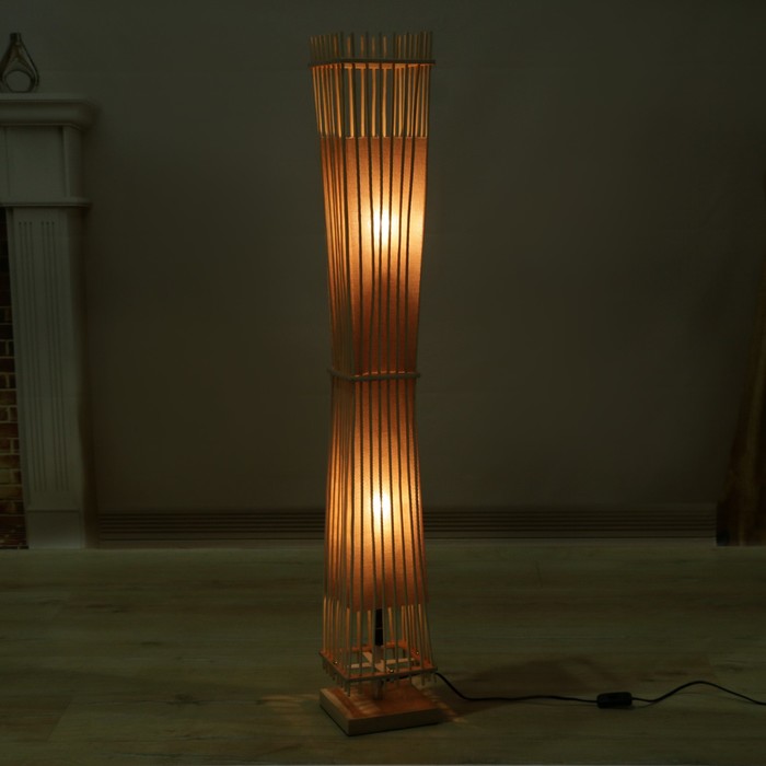 Торшер "Азия" 2х40Вт Е27 светлое дерево 17х5х17,5х120см