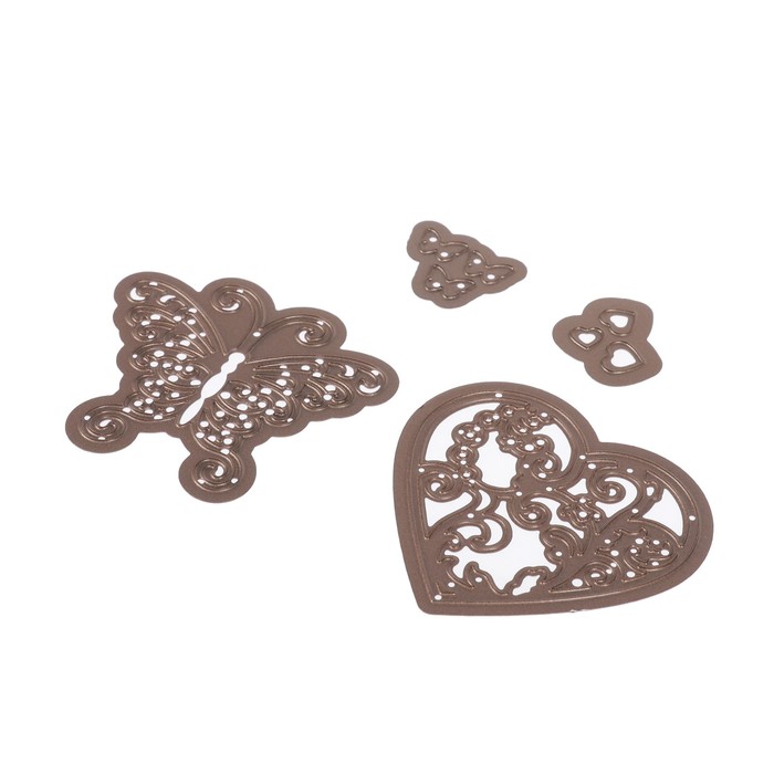 Набор ножей для вырубки,тиснения и нанесения узора по трафарету "Трепетная любовь" 4 шт