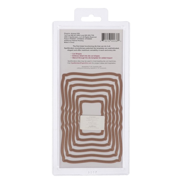 Набор ножей д/вырубки,тис-я и нанесения узора по трафарету "Изогнутые прямоугольники" 6 шт