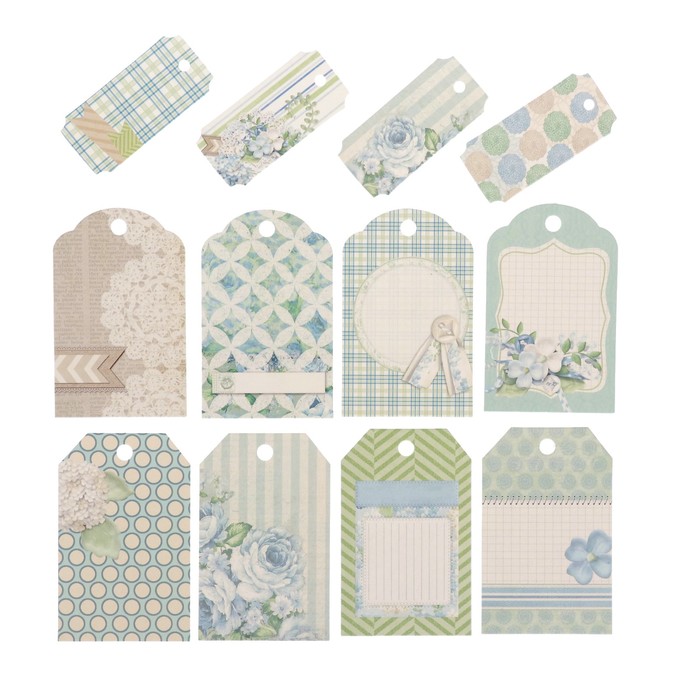 Набор тегов Рукоделие "Цветочное кружево (12 штук)