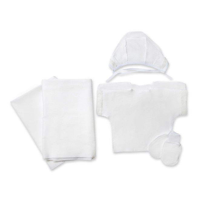 Комплект (2 пелёнки, 2 распашонки, 2 чепчика, царапки) рост 68 см, цвет белый 0044