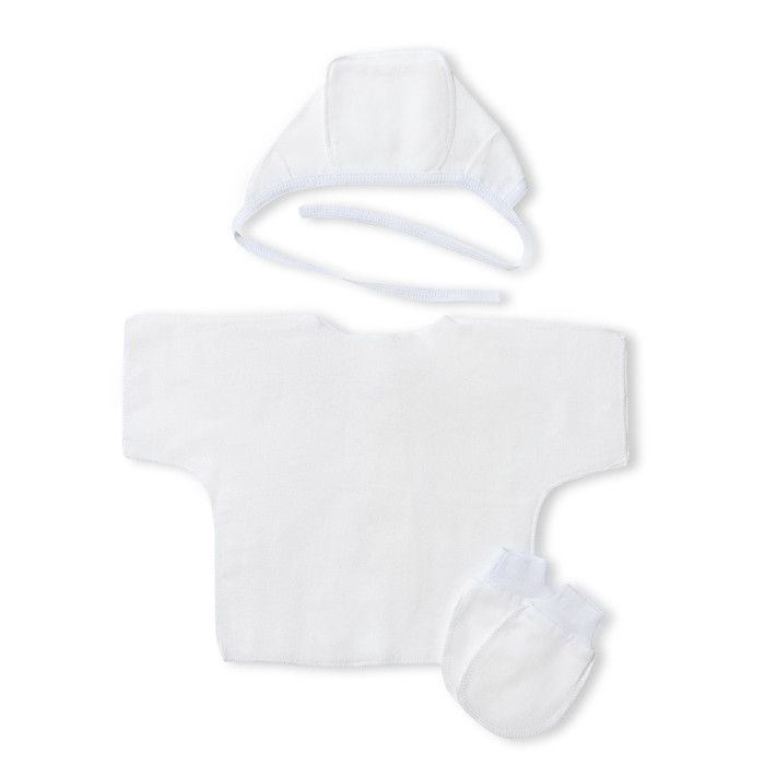 Комплект (распашонка, чепчик, царапки), рост 62 см, цвет белый 0117-40