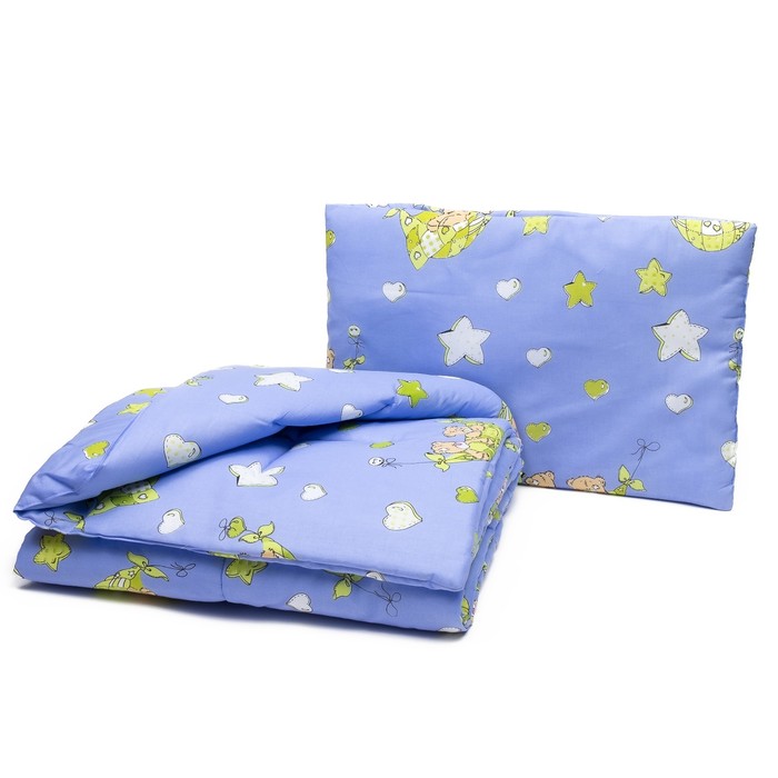 Комплект в кроватку: одеяло 110х140 см, подушка 40х60 см, мишки в гамаке гол, хл100% бязь