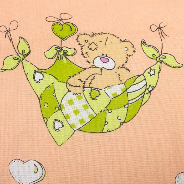 Комплект в кроватку: одеяло 110х140 см, подушка 40х60 см, мишки в гамаке пер, хл100% бязь