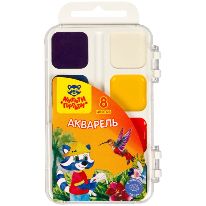 Акварель Мульти-Пульти «Енот в Южной Америке», 8 цветов, медовая, без кисти
