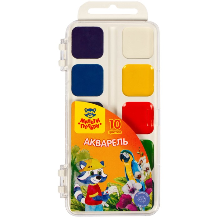 Акварель Мульти-Пульти «Енот в Южной Америке», 10 цветов, медовая, без кисти