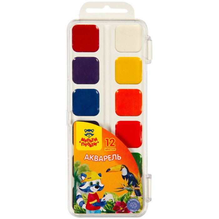 Акварель Мульти-Пульти «Енот в Южной Америке», 12 цветов, медовая, без кисти