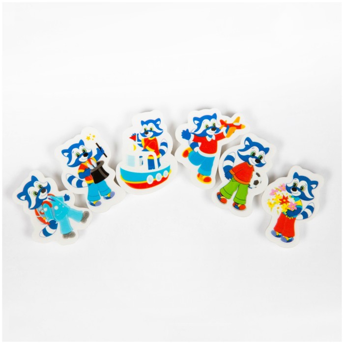 Ластик «Приключения Енота», фигурный, синтетический каучук, 45х35х8 мм