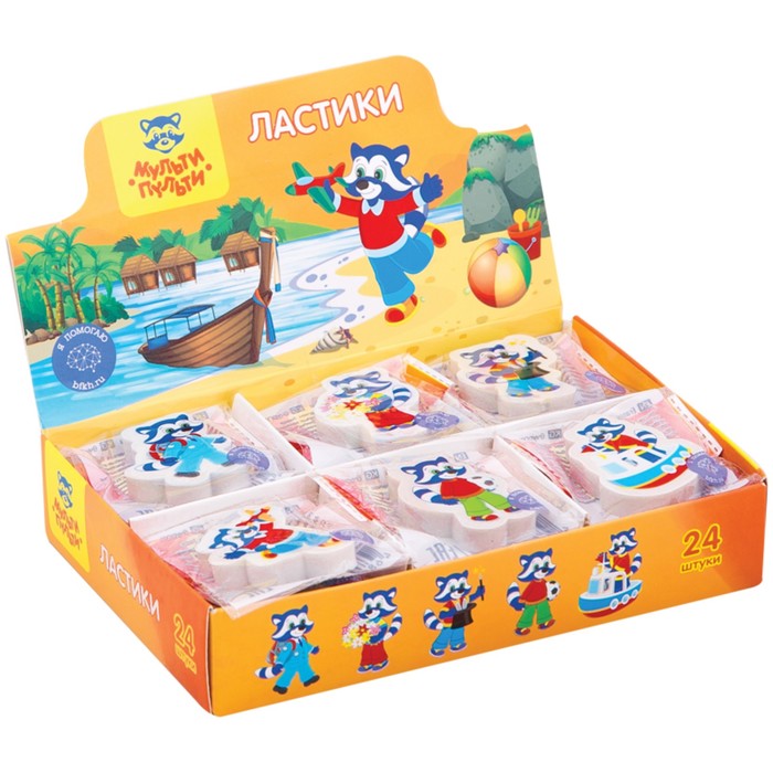 Ластик «Приключения Енота», фигурный, синтетический каучук, 45х35х8 мм