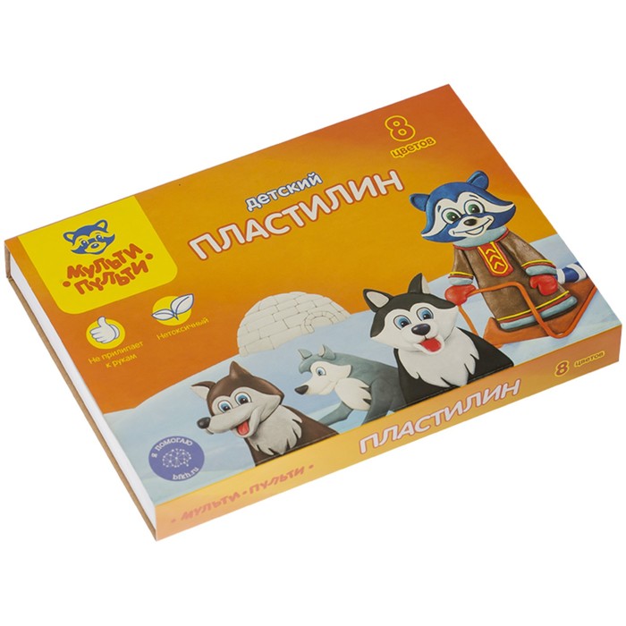 Пластилин 8 цветов 120 гр Мульти-Пульти «Енот на Аляске» со стеком 236487