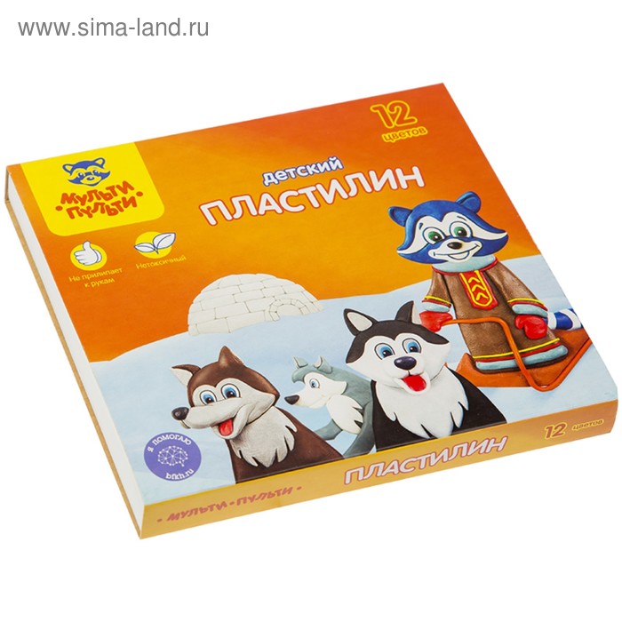 Пластилин 12 цветов 180 г, Мульти-пульти Енот на Аляске, со стеком, картонная упаковка пластилин 12 цветов 180 г мульти пульти енот на аляске со стеком картонная упаковка