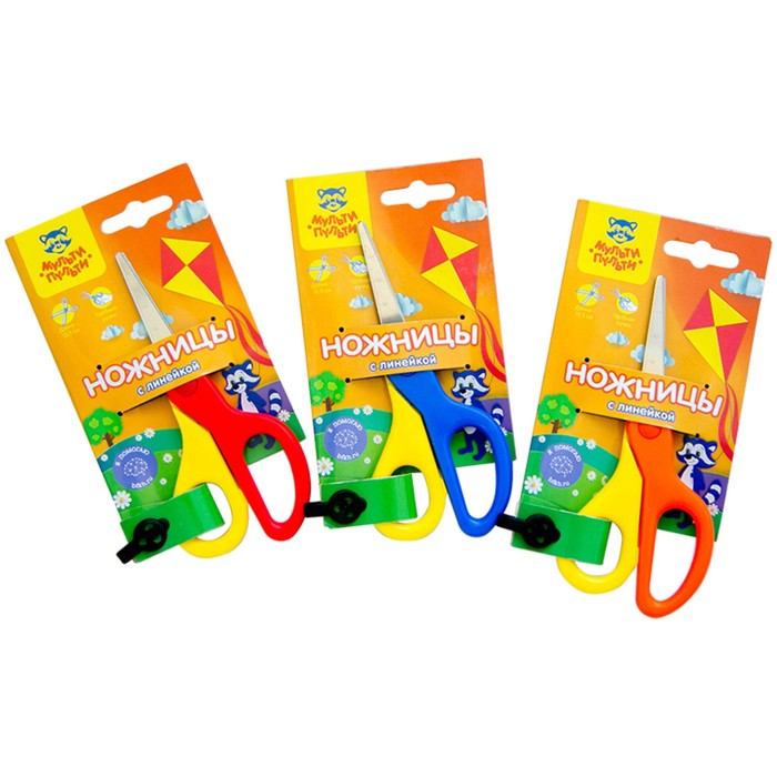 Ножницы детские 13,5 см Мульти-Пульти «Приключения Енота», с линейкой