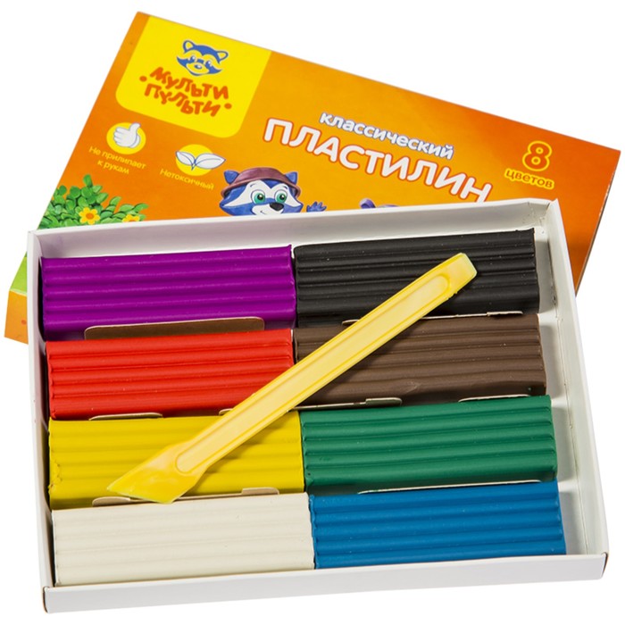 Пластилин 8 цветов 160 гр Мульти-Пульти «Приключения Енота» со стеком 236481