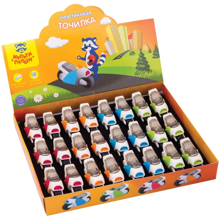 Точилка пластиковая Мульти-Пульти «Мотоцикл Енота», с контейнером, микс 248598