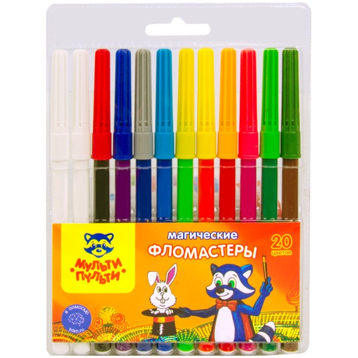 Фломастеры 12 цветов Магические Мульти-Пульти «Енот в Стране Чудес» 255792