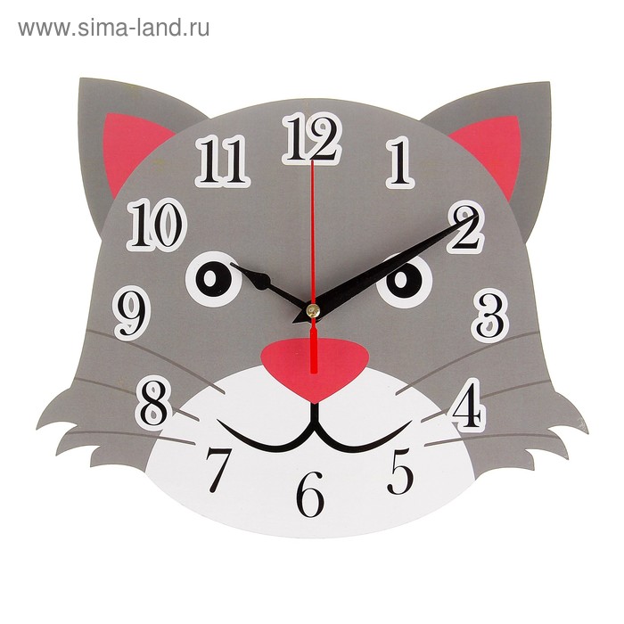 Часы настенные детские Кот, плавный ход, 24 см