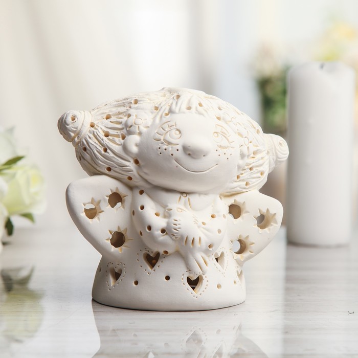 Подсвечник декоративный "Ангел с птицей счастья" 14 см