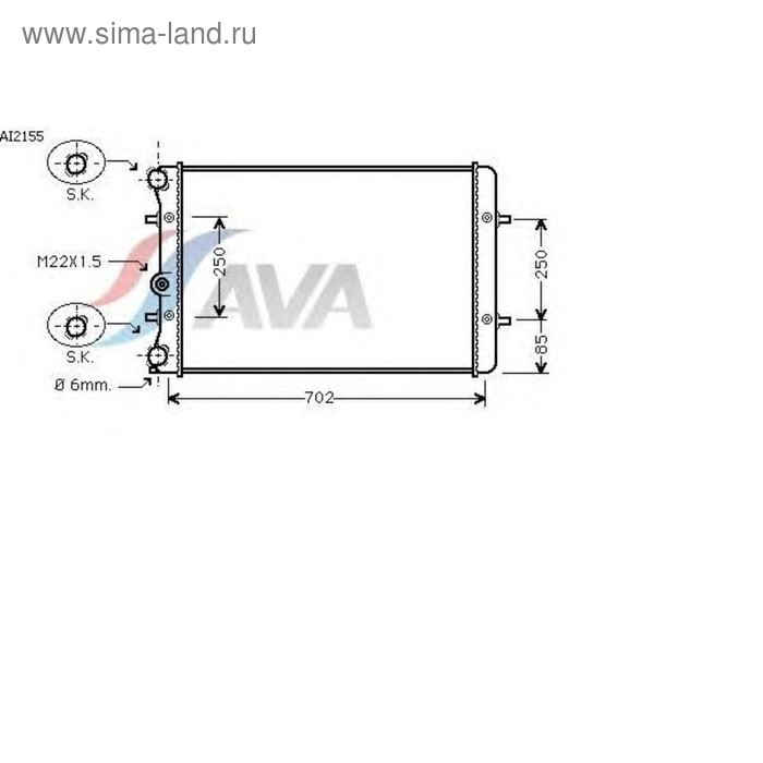 Радиатор охлаждения двигателя AVA AI2155