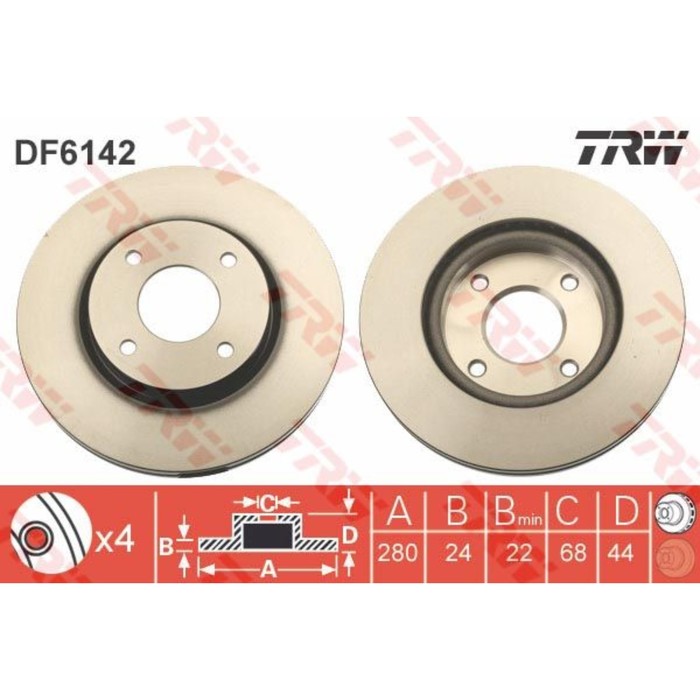 Диск тормозной TRW DF6142